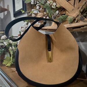 Ralph Lauren Black and Tan Women's shoulder bag